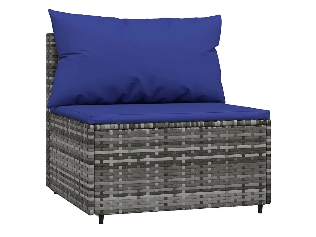 Garten-Mittelsofas mit Kissen 2 Stk. Grau Poly Rattan