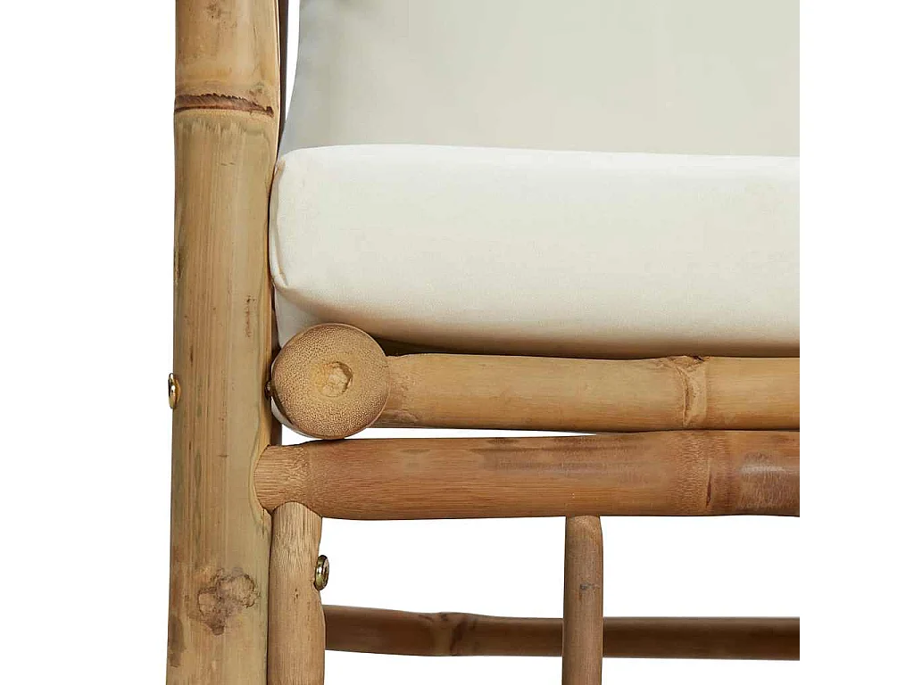 Tuinbank met kussens bamboe crèmewit