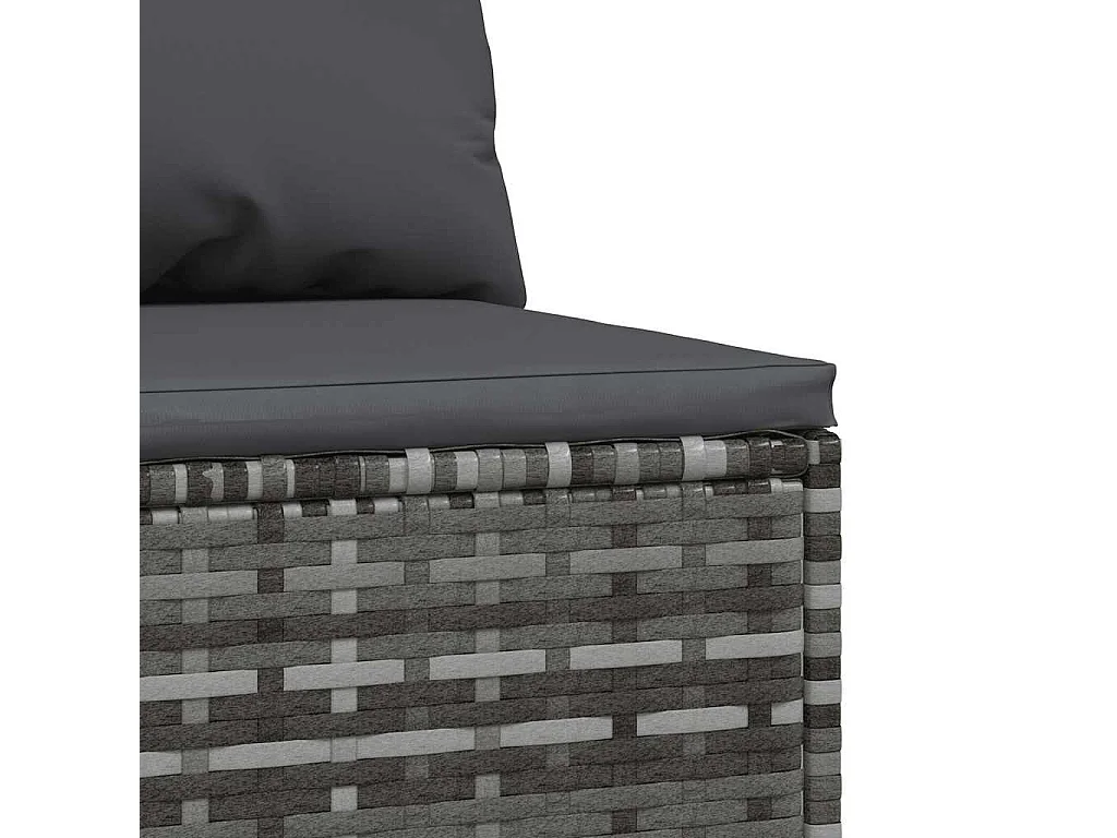 Garten-Mittelsofas mit Kissen 2 Stk. Grau Poly Rattan