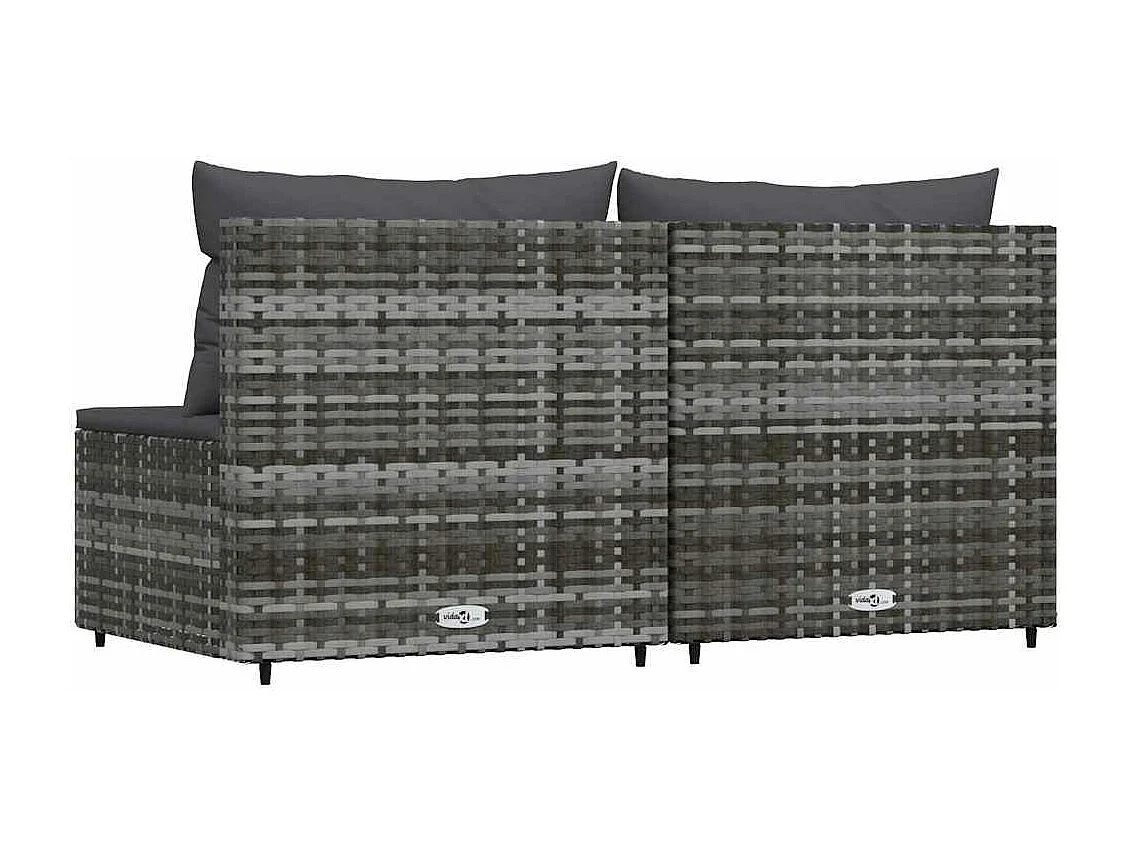 Canapés centraux de jardin et coussins 2pcs Gris Résine tressée