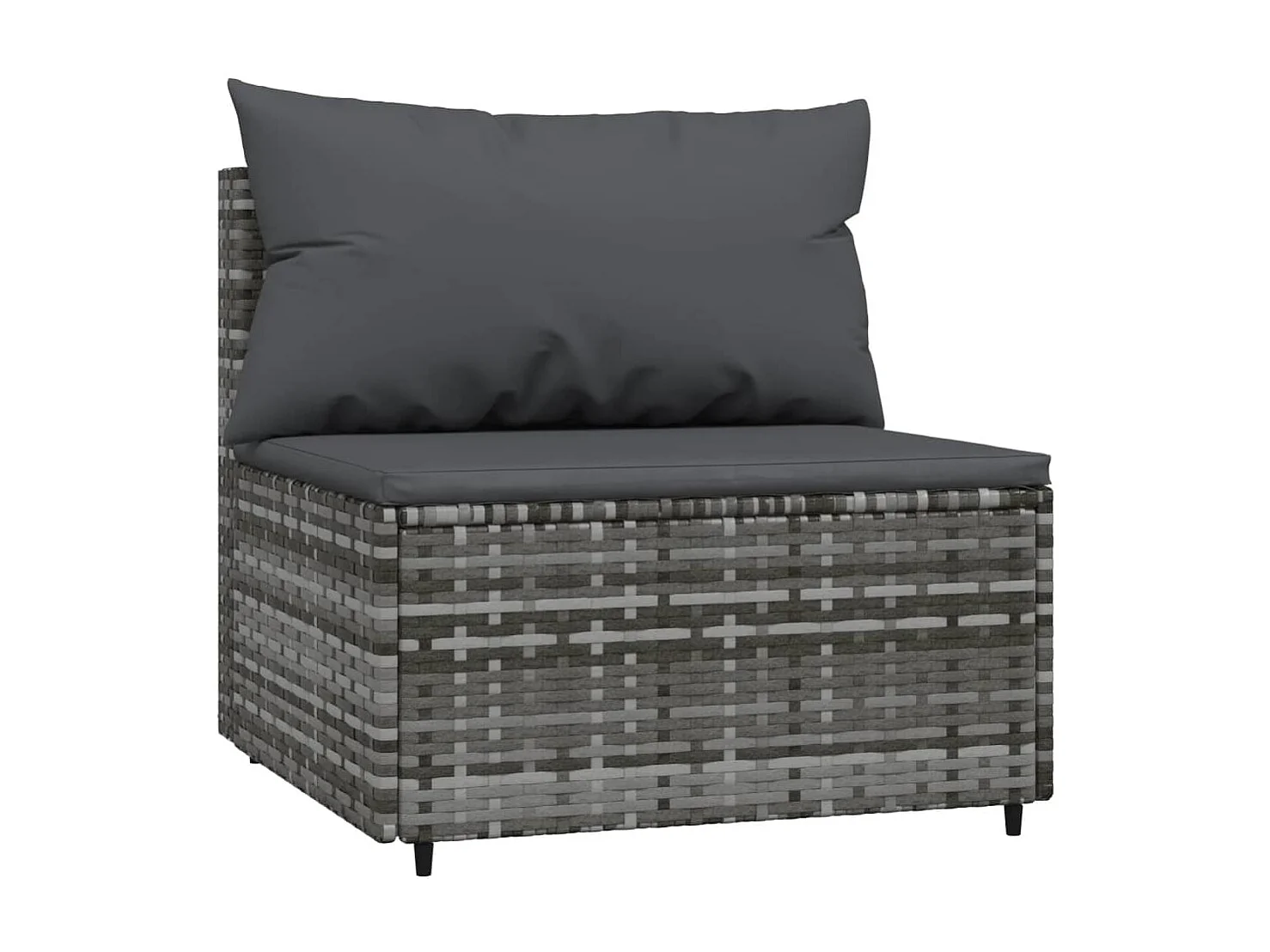Garten-Mittelsofas mit Kissen 2 Stk. Grau Poly Rattan