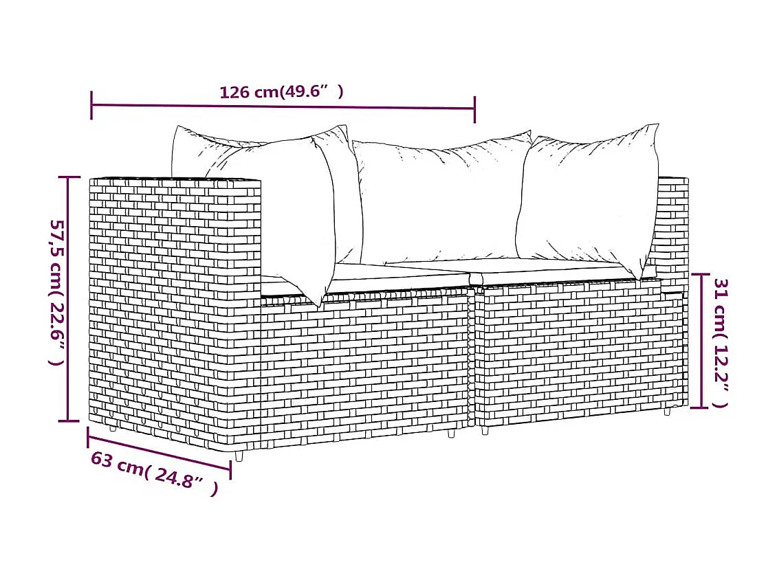 Divani Angolari da Giardino con Cuscini 2pz Polyrattan Grigio