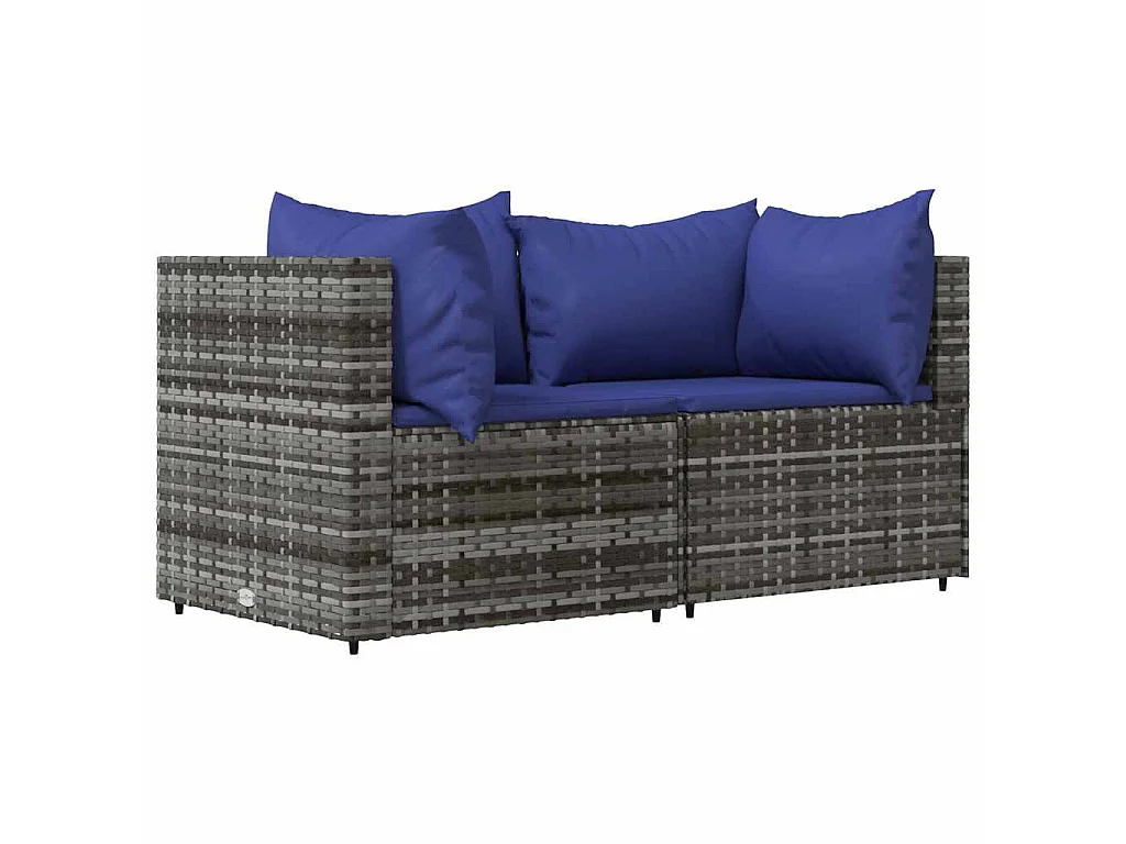 Tuinhoekbanken met kussens 2 st poly rattan grijs