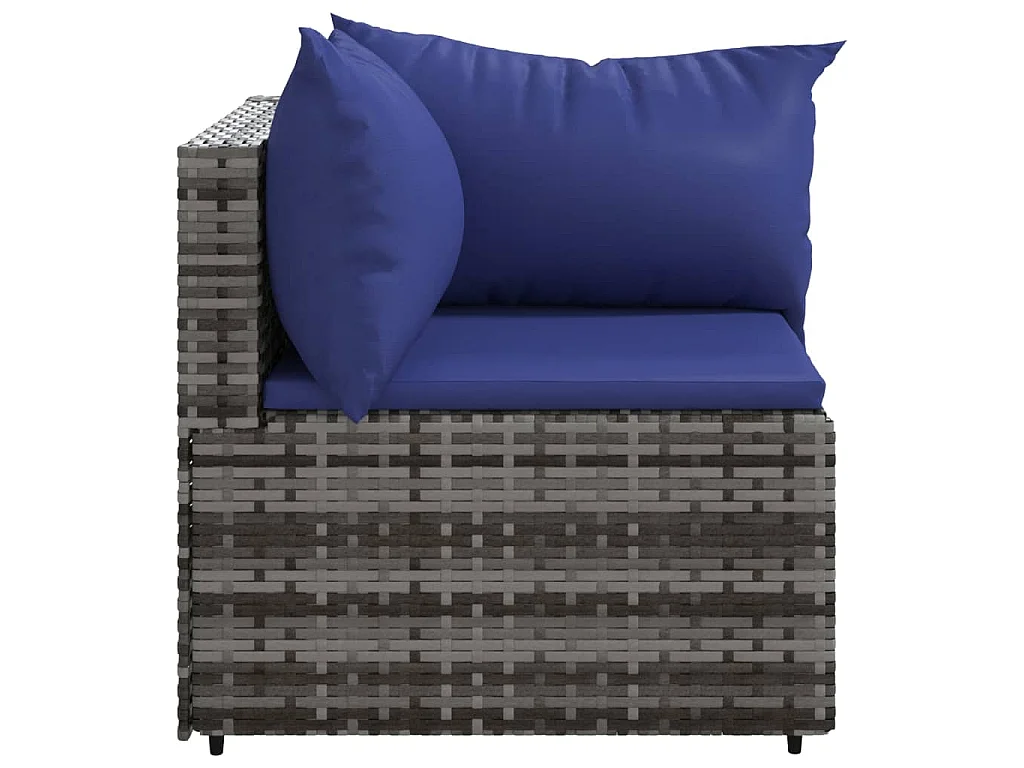 Tuinhoekbanken met kussens 2 st poly rattan grijs