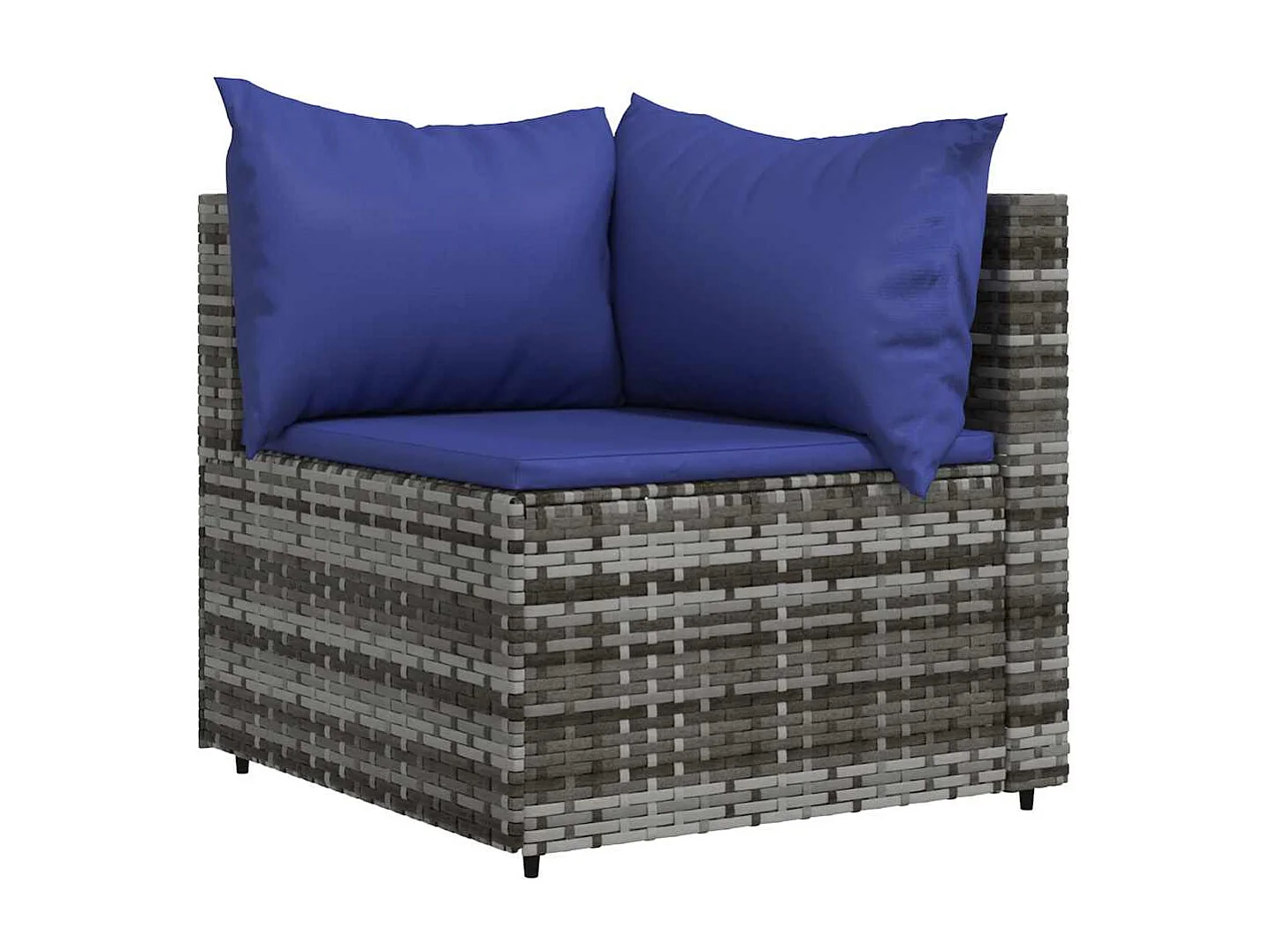 Divano Angolare da Giardino con Cuscini in Polyrattan Grigio