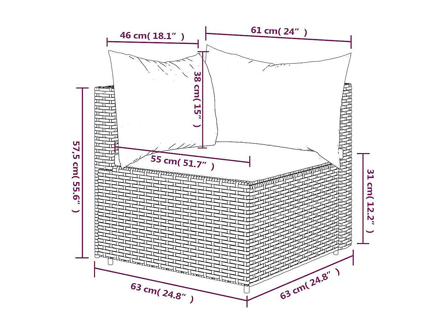 Divano Angolare da Giardino con Cuscini in Polyrattan Grigio