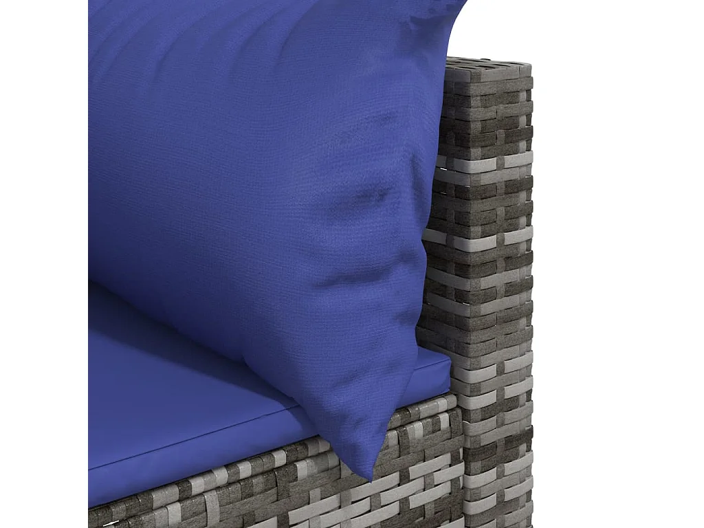 Divano Angolare da Giardino con Cuscini in Polyrattan Grigio