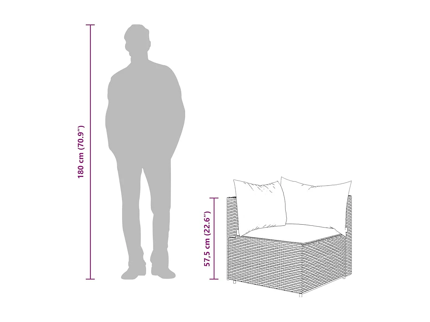 Divano Angolare da Giardino con Cuscini in Polyrattan Grigio