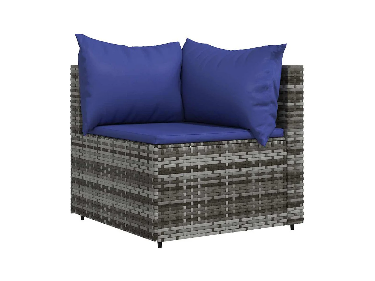 Tuinhoekbank met kussens poly rattan grijs