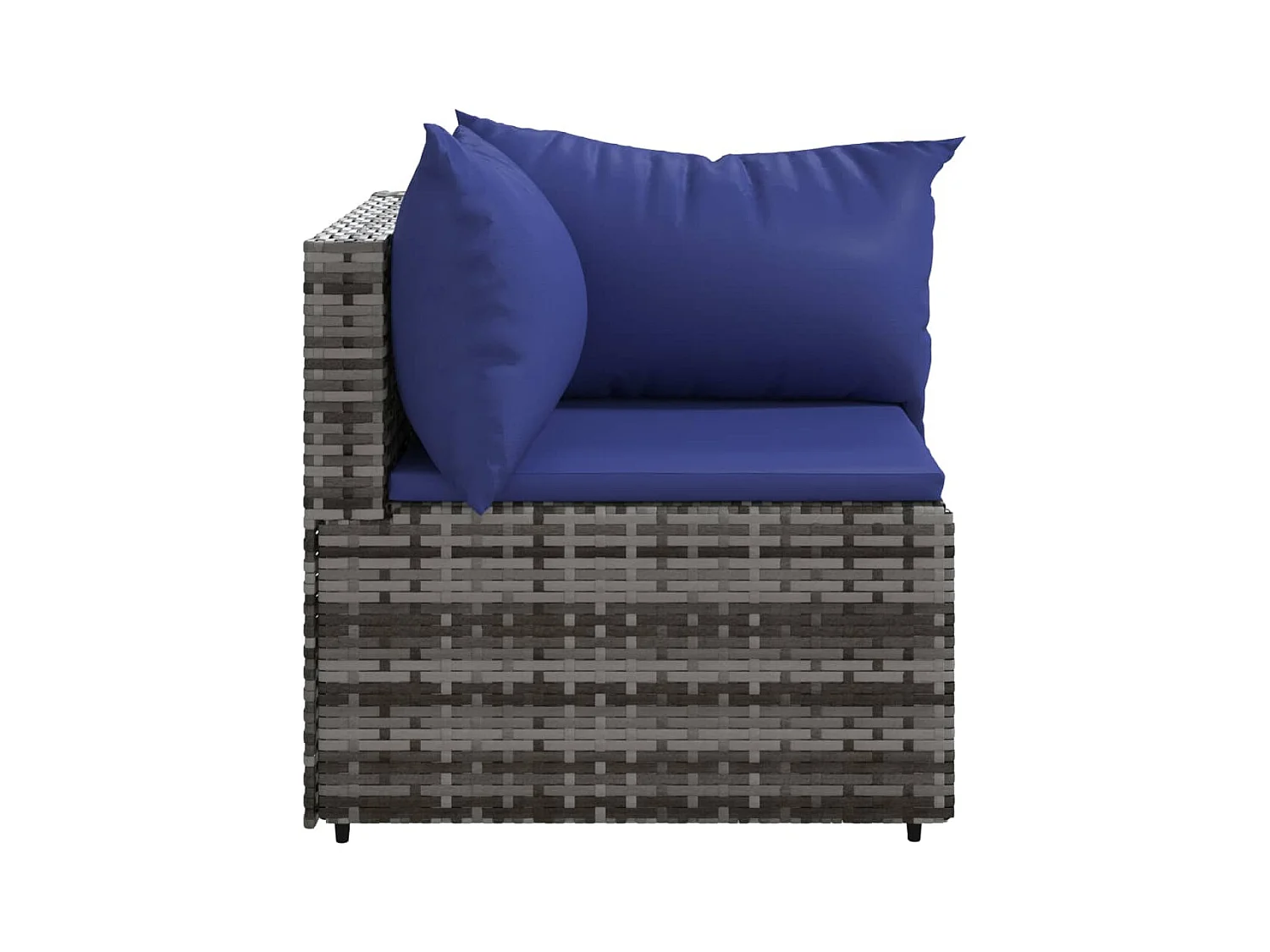 Tuinhoekbank met kussens poly rattan grijs