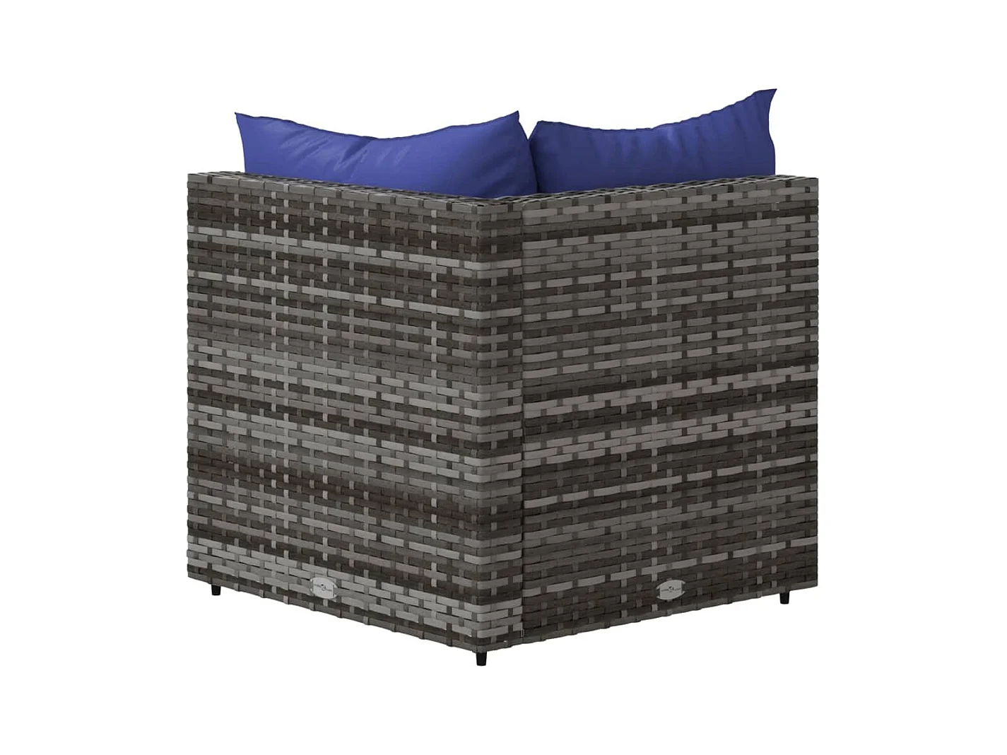 Tuinhoekbank met kussens poly rattan grijs