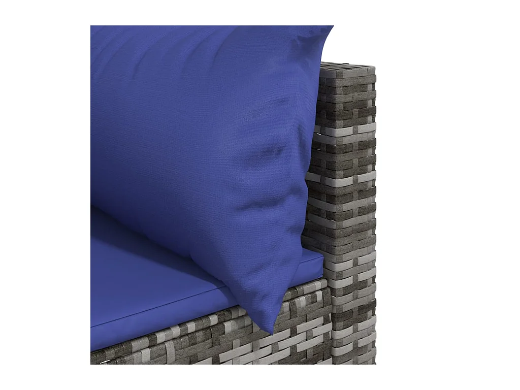 Tuinhoekbank met kussens poly rattan grijs