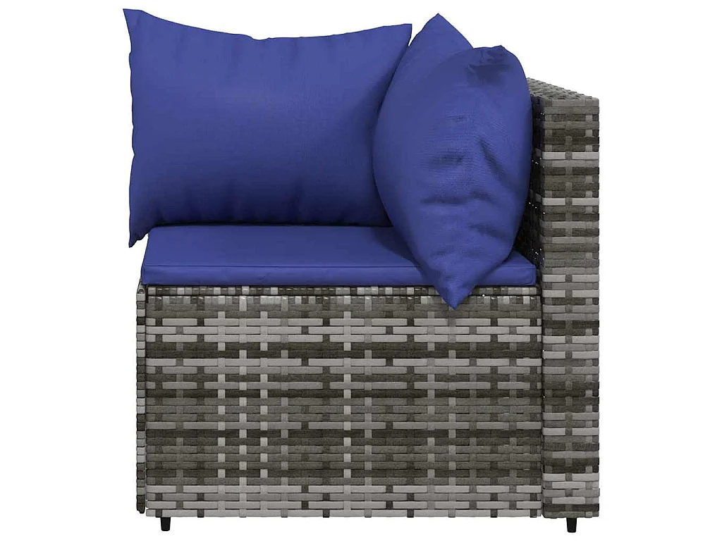 Tuinhoekbank met kussens poly rattan grijs