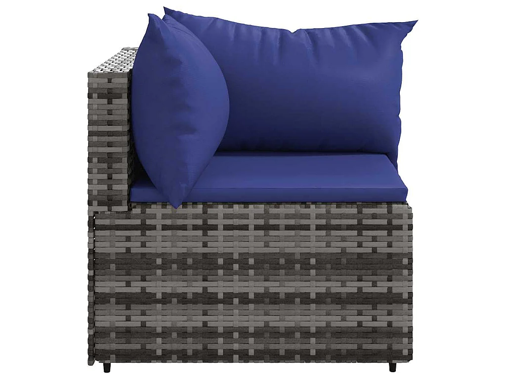 Tuinhoekbank met kussens poly rattan grijs
