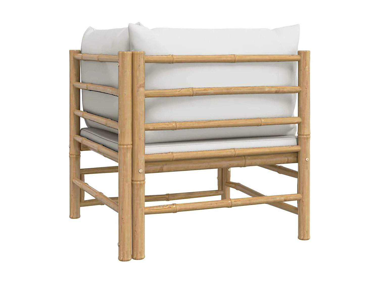 Canapé d'angle de jardin avec coussins gris clair bambou