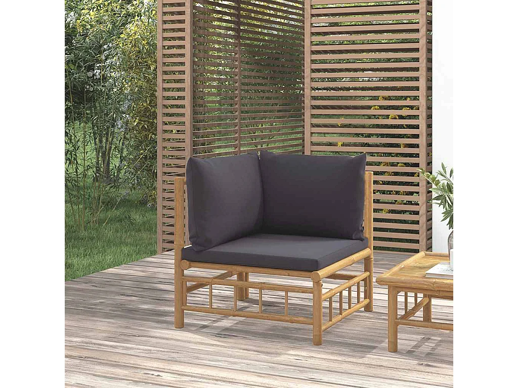 Garten-Ecksofa mit Dunkelgrauen Kissen Bambus