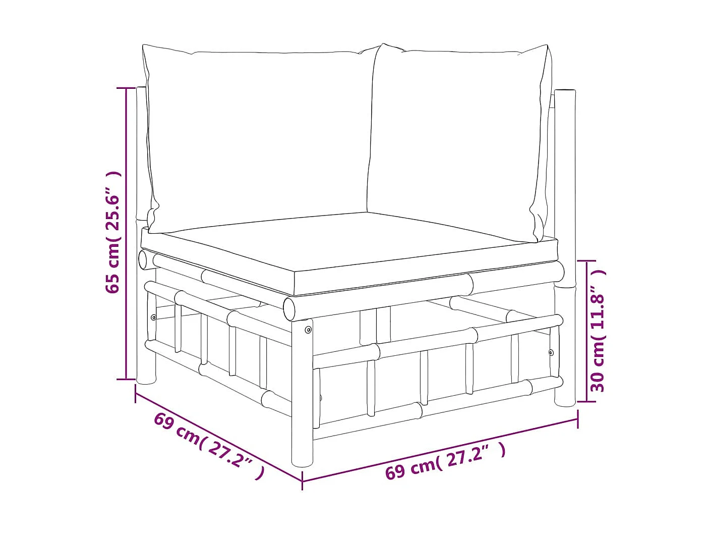 Garten-Ecksofa mit Dunkelgrauen Kissen Bambus