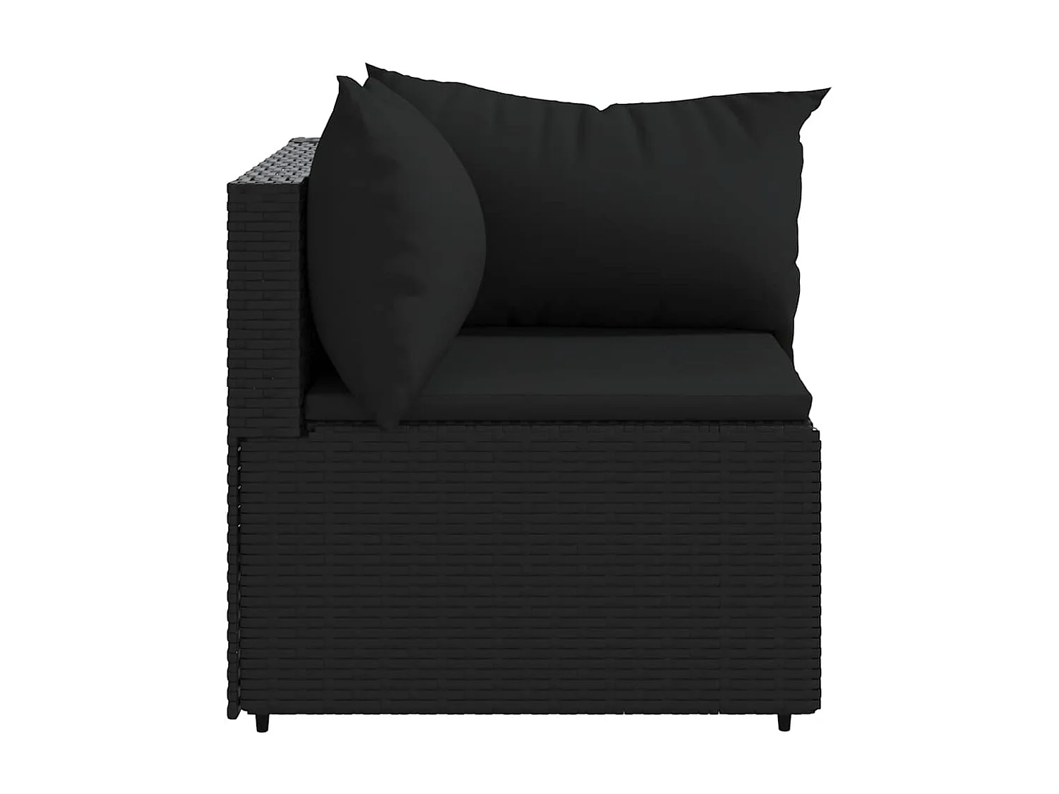 Canapés d'angle de jardin et coussins 2pcs Noir Résine tressée