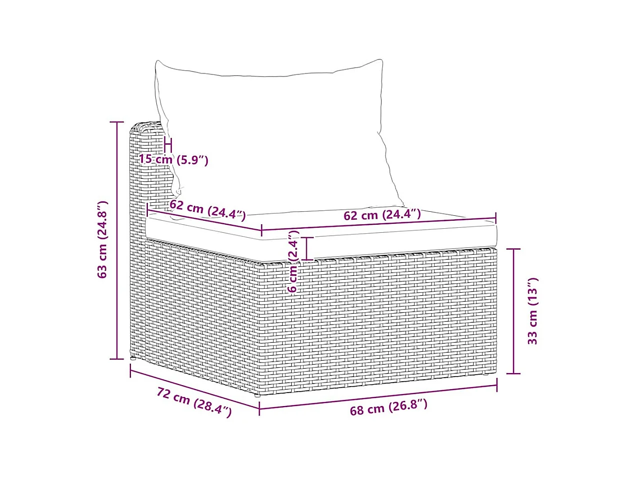 Meuble de jardin 4 pcs avec coussins Gris Résine tressée