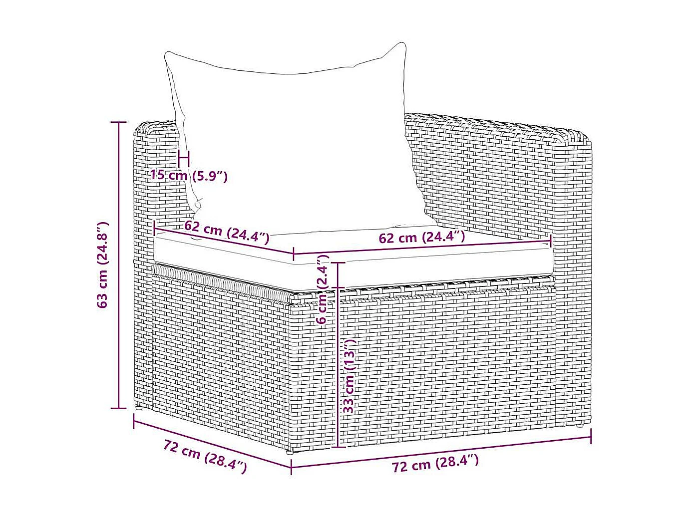 Meuble de jardin 4 pcs avec coussins Gris Résine tressée
