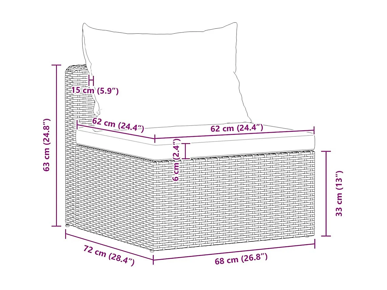 4-delige Loungeset met kussens poly rattan grijs