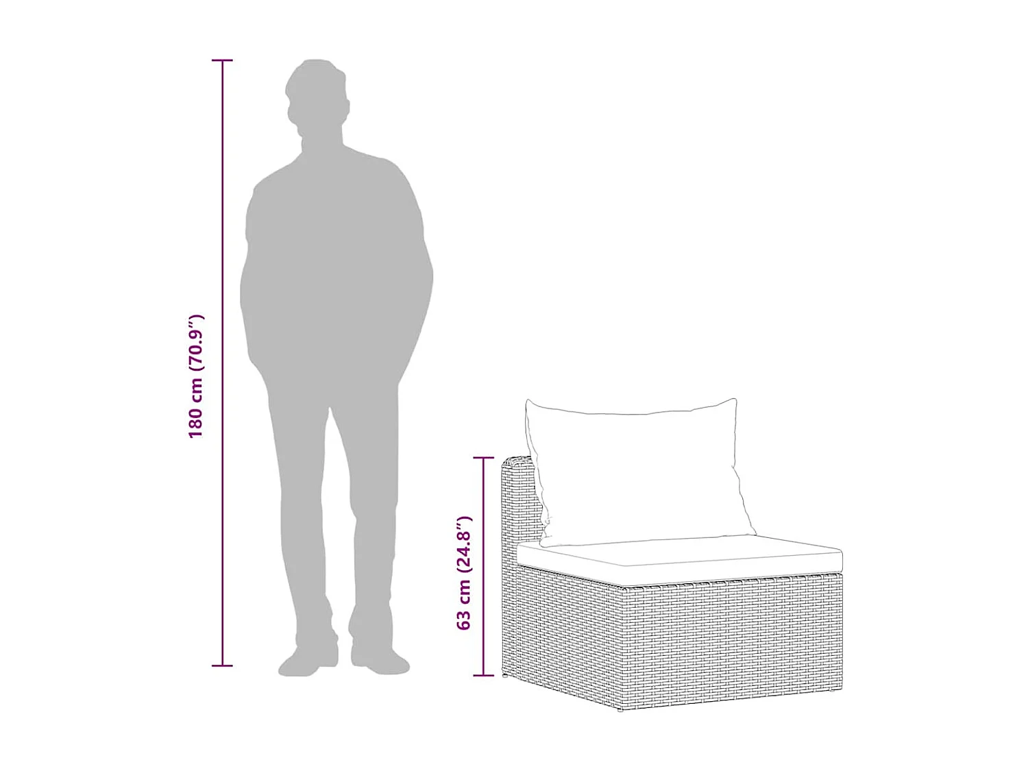 4-delige Loungeset met kussens poly rattan grijs