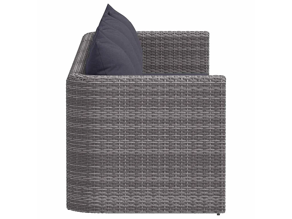 Meuble de jardin 4 pcs avec coussins Gris Résine tressée