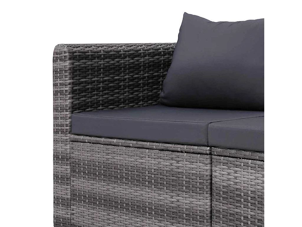 Meuble de jardin 4 pcs avec coussins Gris Résine tressée