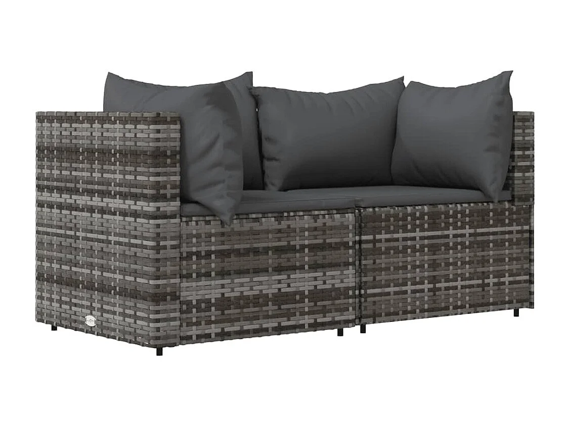 Divani Angolari da Giardino con Cuscini 2pz Polyrattan Grigio