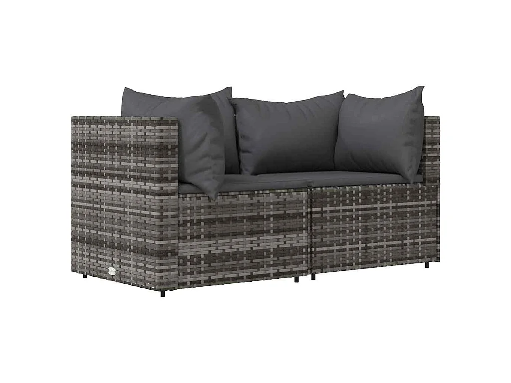 Tuinhoekbanken met kussens 2 st poly rattan grijs
