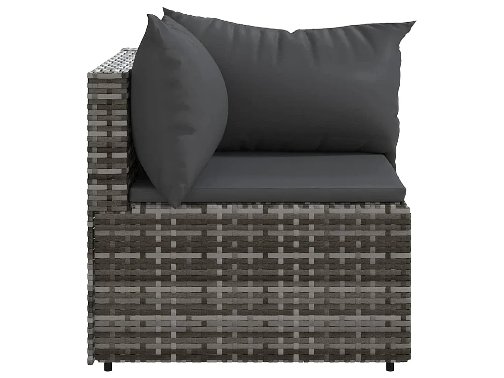 Tuinhoekbanken met kussens 2 st poly rattan grijs