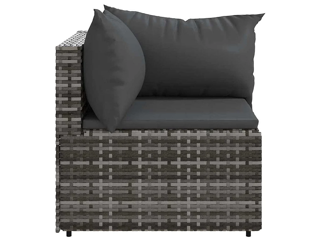 Tuinhoekbanken met kussens 2 st poly rattan grijs