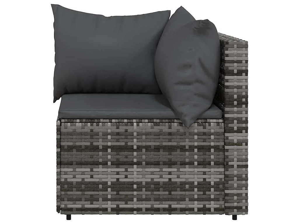 Tuinhoekbanken met kussens 2 st poly rattan grijs