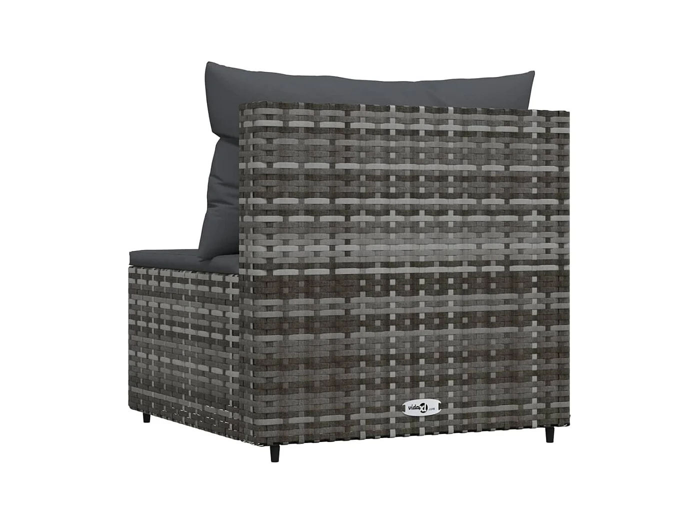 Divano Centrale da Giardino con Cuscini in Polyrattan Grigio