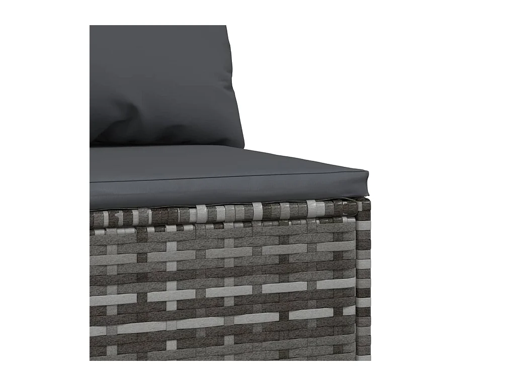 Divano Centrale da Giardino con Cuscini in Polyrattan Grigio