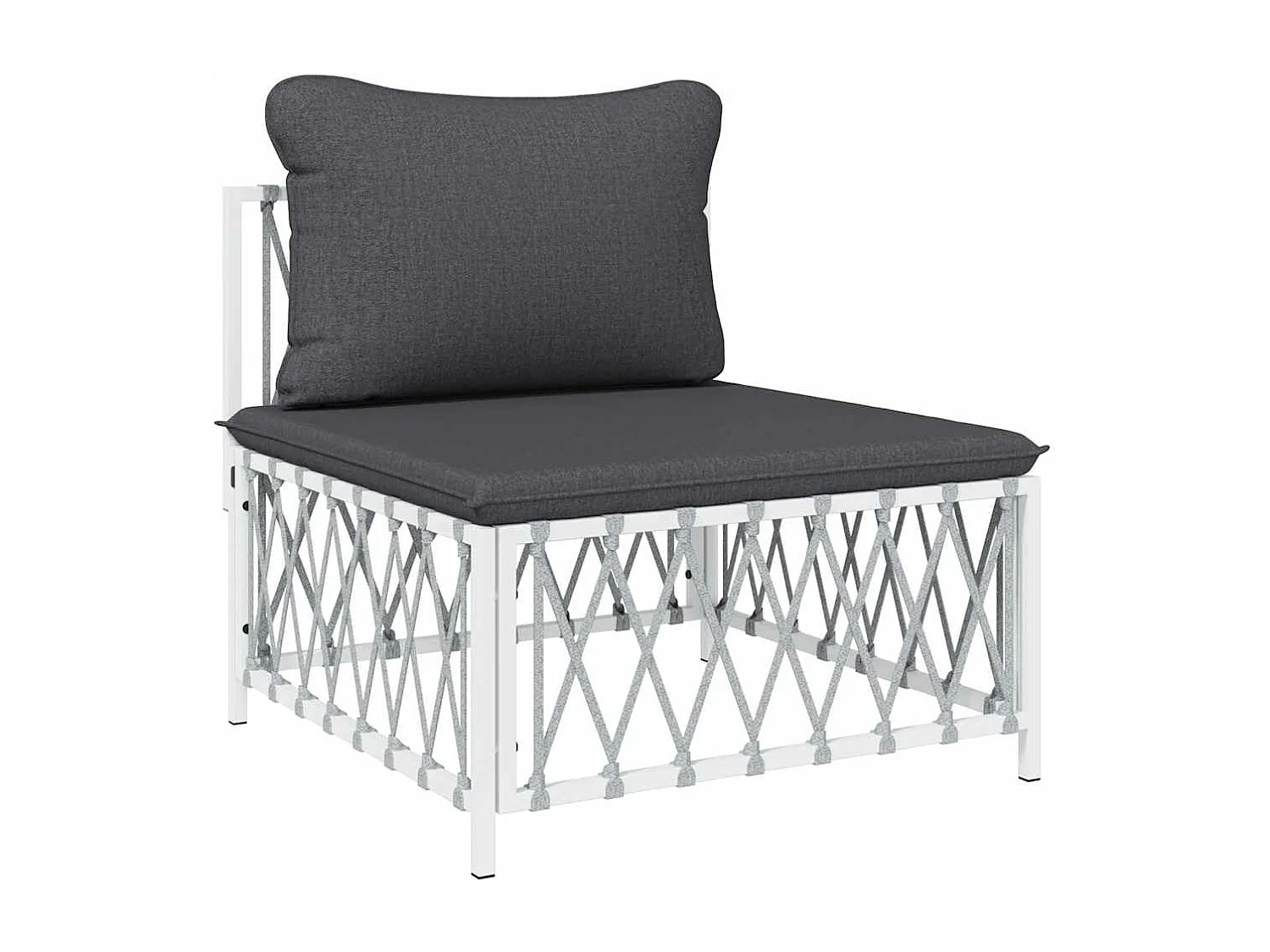 Garten-Mittelsofa mit Kissen Weiß Gewebe