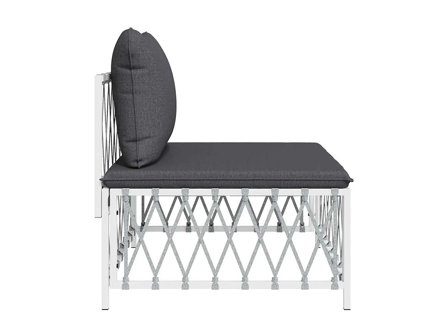 Garten-Mittelsofa mit Kissen Weiß Gewebe