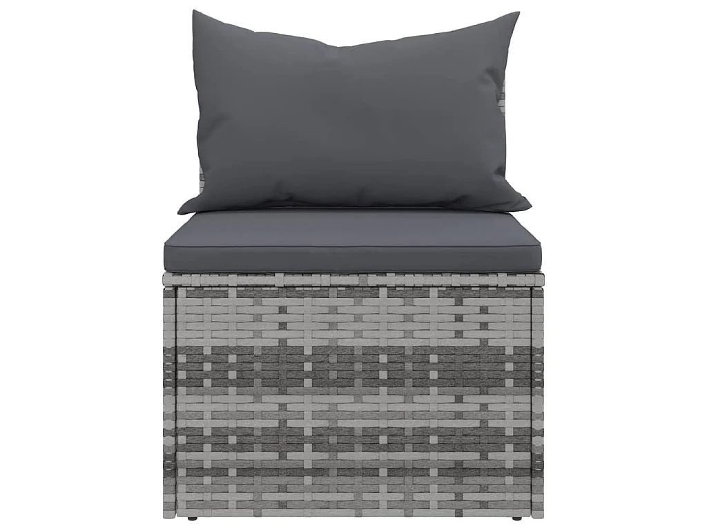 Garten-Mittelsofas mit Kissen 2 Stk. Grau Poly Rattan