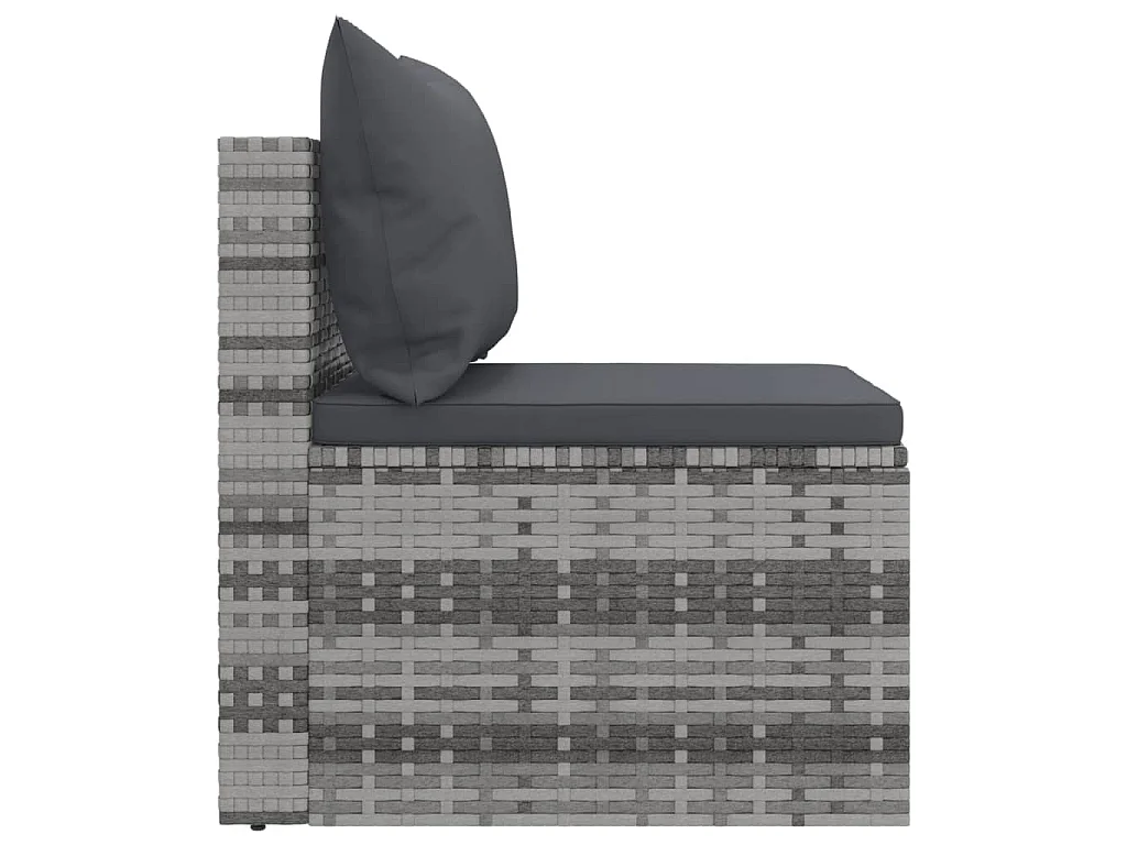 Garten-Mittelsofas mit Kissen 2 Stk. Grau Poly Rattan