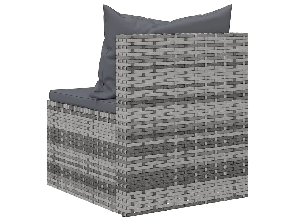 Garten-Mittelsofas mit Kissen 2 Stk. Grau Poly Rattan
