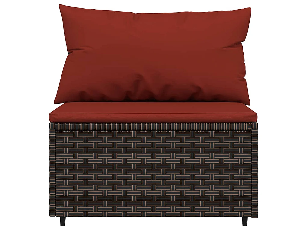 Garten-Mittelsofas mit Kissen 2 Stk. Braun Poly Rattan