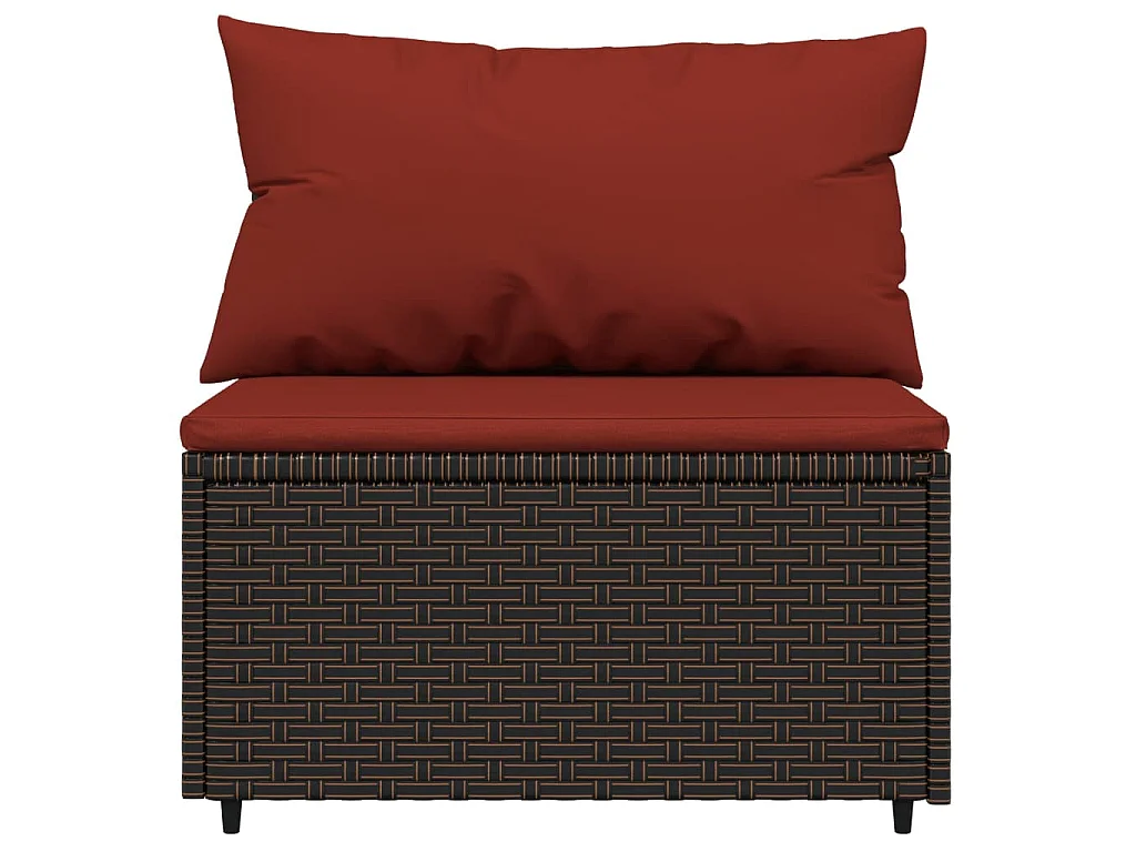 Garten-Mittelsofas mit Kissen 2 Stk. Braun Poly Rattan
