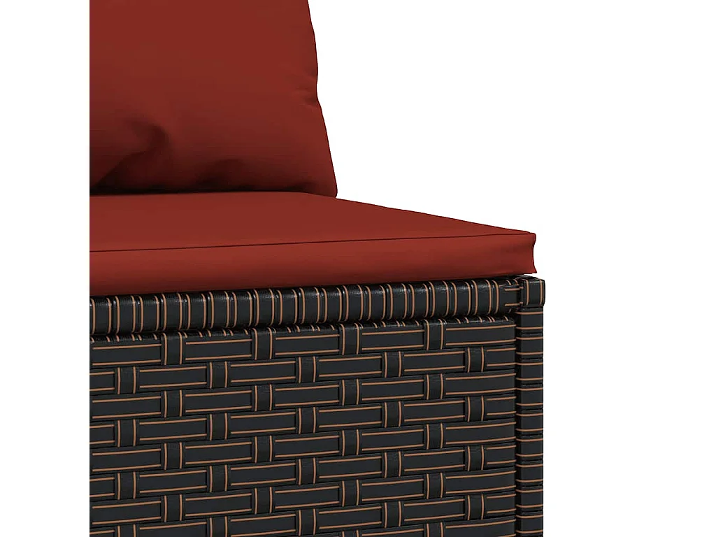Garten-Mittelsofas mit Kissen 2 Stk. Braun Poly Rattan