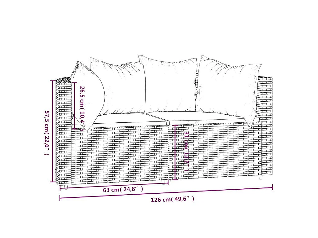 Divani Angolari da Giardino con Cuscini 2pz in Polyrattan Nero
