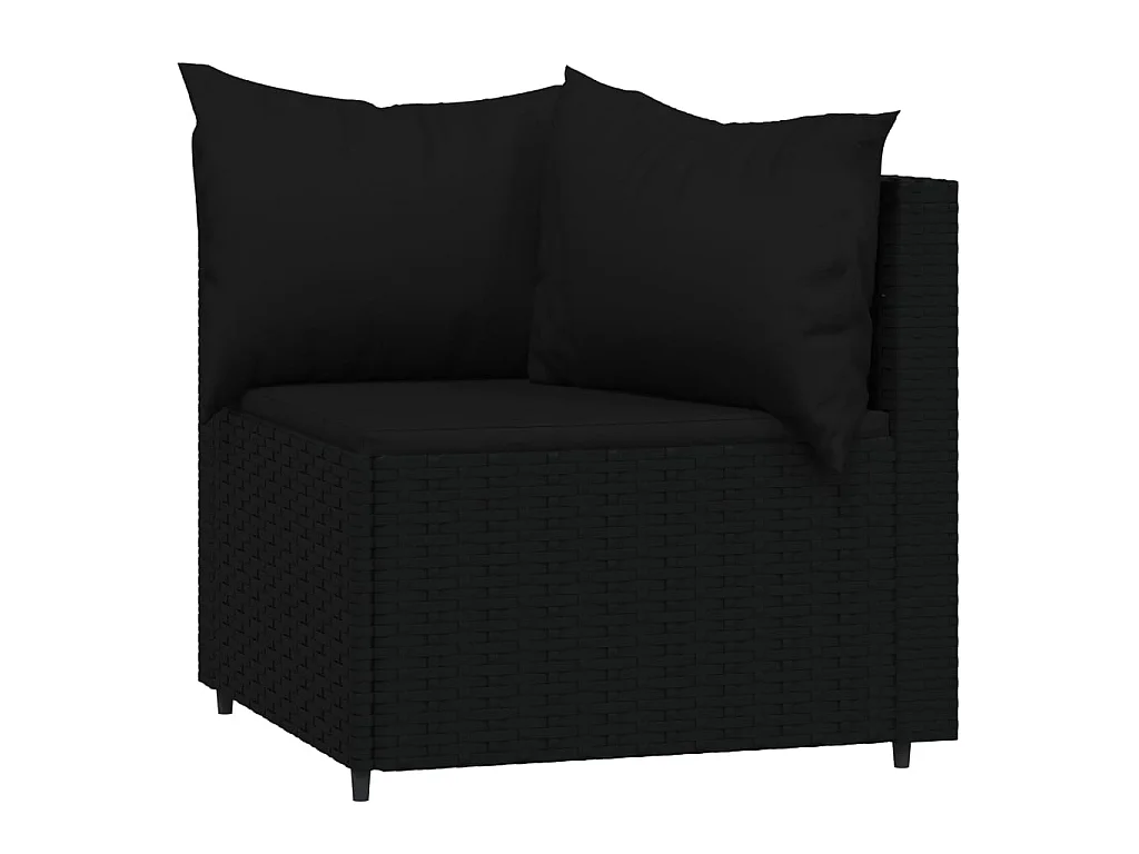 Divani Angolari da Giardino con Cuscini 2pz in Polyrattan Nero