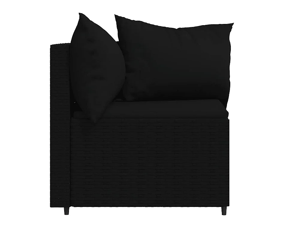 Divani Angolari da Giardino con Cuscini 2pz in Polyrattan Nero