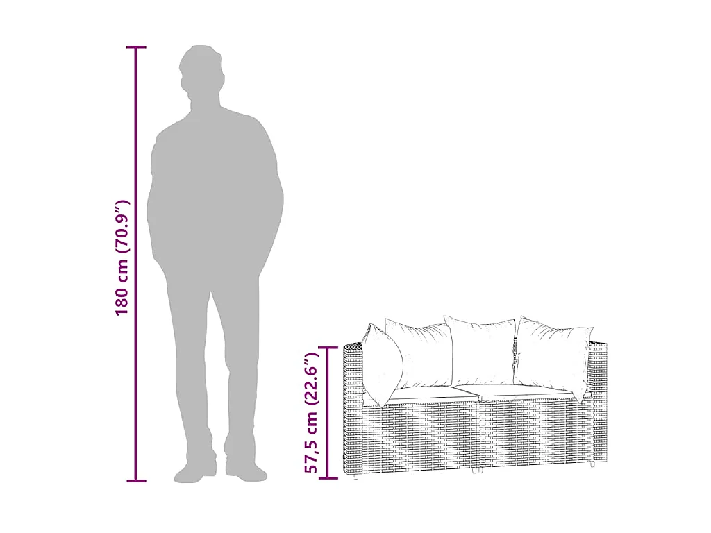 Divani Angolari da Giardino con Cuscini 2pz in Polyrattan Nero