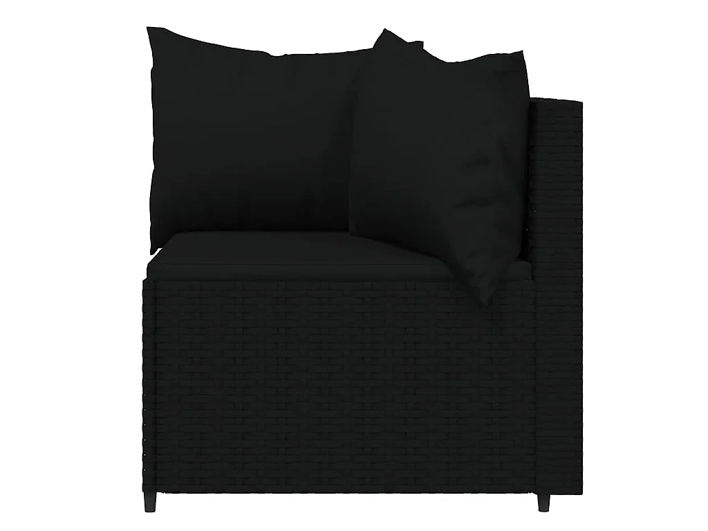 Canapés d'angle de jardin et coussins 2pcs Noir Résine tressée