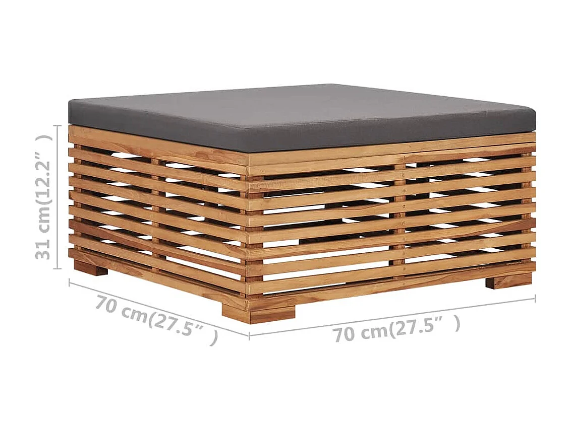 Set de mesa reposapiés de jardín cojín gris oscuro madera teca