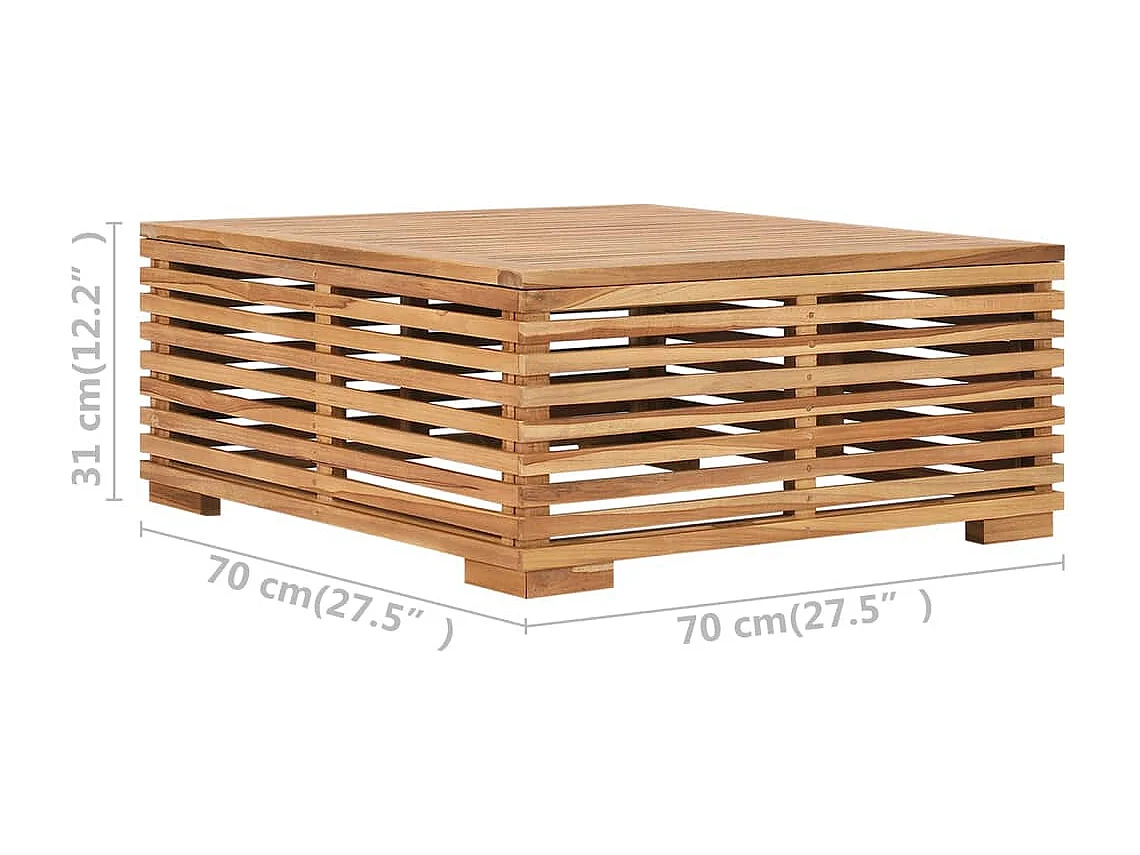 Gartentisch und Fußhocker Set mit Dunkelgrauem Kissen Teakholz